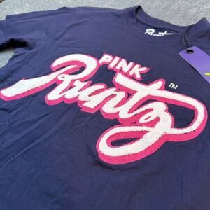 NWT Runtz Pink Runtz T-Shirt‎ Mens Small Navy Blue Chenille Patch Streetwear